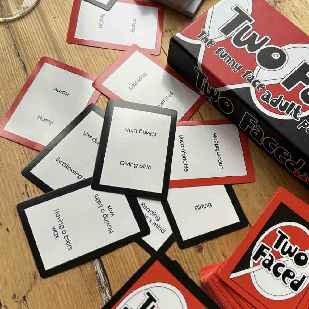 Two Faced adult party game cards