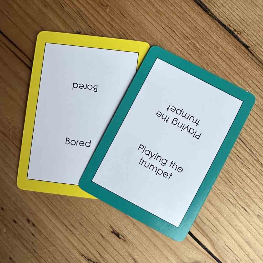 Two Faced Original Game Acting Challenge Cards, bored playing the trumpet