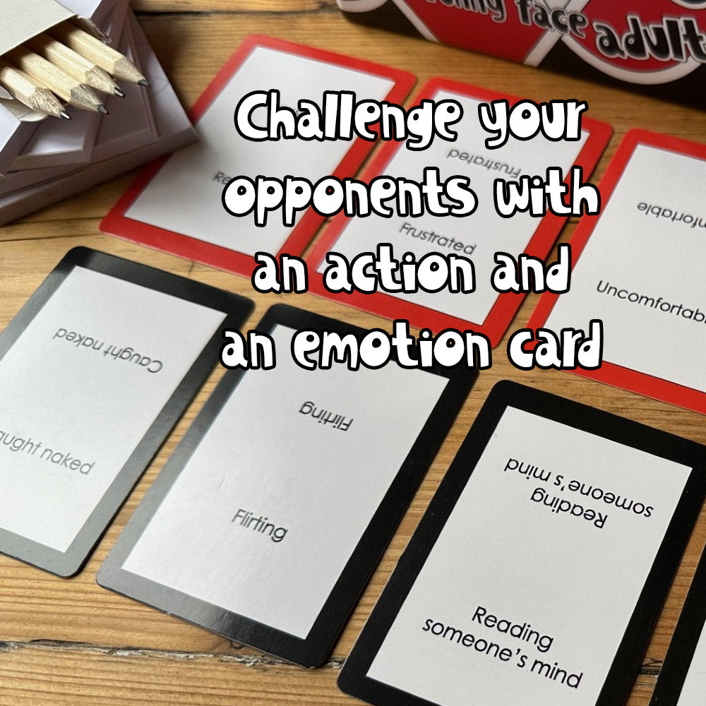 1. Challenge your opponents with an action and an emotion card