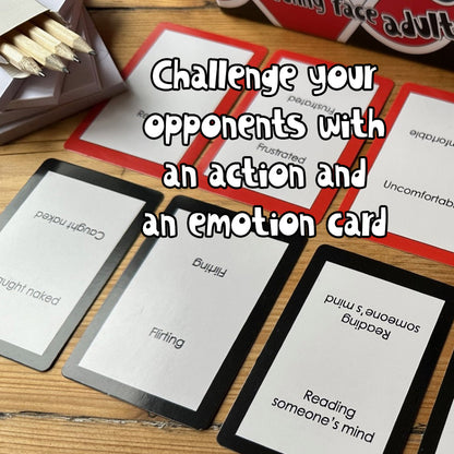 1. Challenge your opponents with an action and an emotion card
