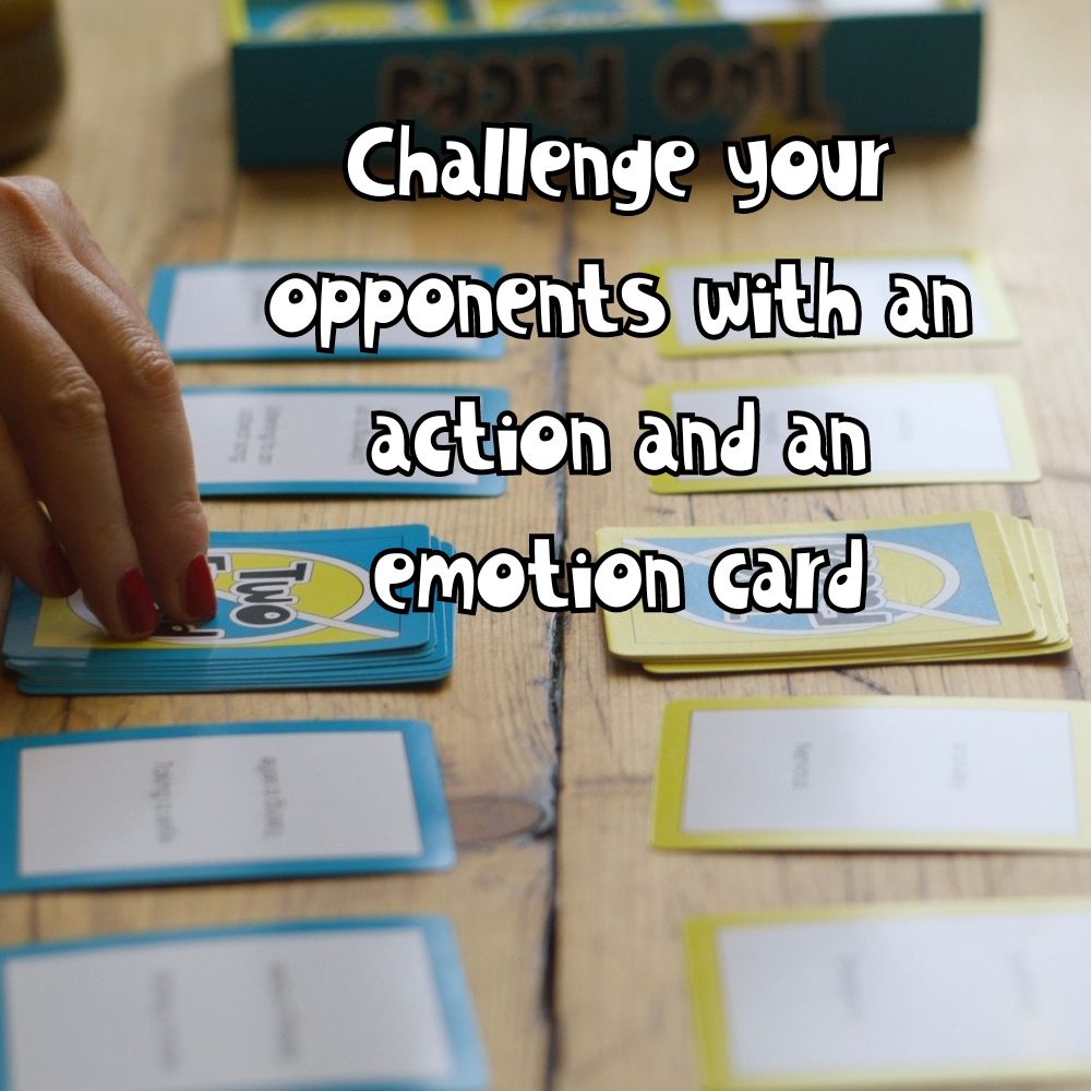 1. Challenge your opponents with an action and emotion card